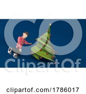 Poster, Art Print Of Young Person Decorating Christmas Tree