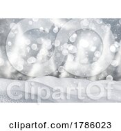 Poster, Art Print Of 3d Christmas Background With Snow Against A Bokeh Lights Design