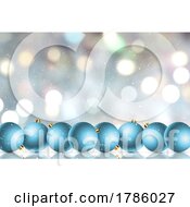 Poster, Art Print Of Christmas Background With Baubles On A Snowy Bokeh Lights Design