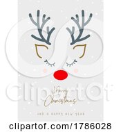 Poster, Art Print Of Christmas Background With Cute Reindeer Face
