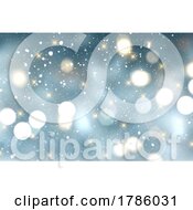 Poster, Art Print Of Christmas Background With Gold Stars Bokeh Lights And Snow