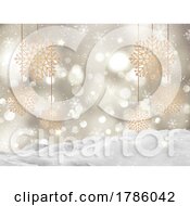 Poster, Art Print Of Glittery Christmas Snowflakes On A Festive Background