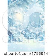 Poster, Art Print Of Hand Painted Christmas Card With Wintry Snowy Landscape
