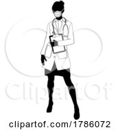 Poster, Art Print Of Doctor Woman With Clipboard Medical Silhouette