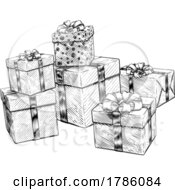 Poster, Art Print Of Christmas Gifts Birthday Presents Boxes Pile Stack