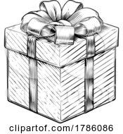 Poster, Art Print Of Christmas Gift Birthday Vintage Present Box Bow