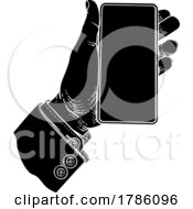 Poster, Art Print Of Hand Holding Mobile Phone Vintage Style