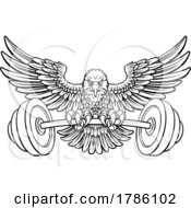 Poster, Art Print Of Bald Eagle Hawk Weight Lifting Mascot And Barbell