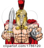 Poster, Art Print Of Spartan Trojan Man Ice Hockey Team Sports Mascot