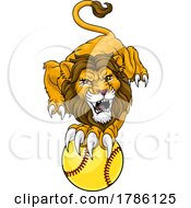 Poster, Art Print Of Lion Softball Animal Sports Team Mascot