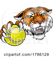 Poster, Art Print Of Tiger Tennis Ball Animal Sports Team Mascot