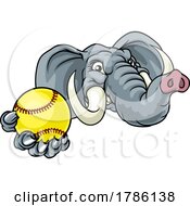 Poster, Art Print Of Elephant Softball Animal Sports Team Mascot