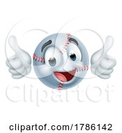 Poster, Art Print Of Baseball Ball Emoticon Face Emoji Cartoon Icon