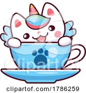 Poster, Art Print Of Unicorn Kitten In A Tea Cup