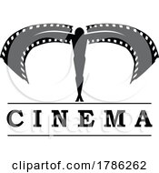 Silhouetted Male Angel With Filmstrip Wings Over Cinema Text