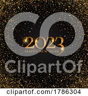 Happy New Year Background With Metallic Gold Numbers And Confetti