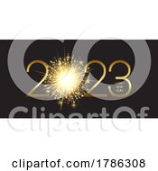 Happy New Year Banner With Golden Firework Design