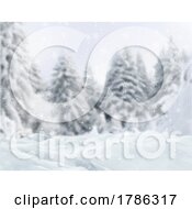Poster, Art Print Of 3d Christmas Background With Snow Against A Winter Tree Landscape