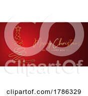 Poster, Art Print Of Elegant Red And Gold Christmas Tree Banner Design