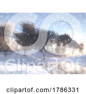 Poster, Art Print Of Hand Painted Winter Solstice Tree Landscape Background
