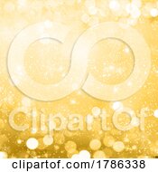 Gold Christmas Background With Bokeh Lights And Snowflakes