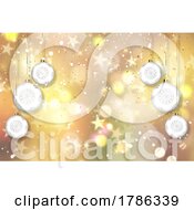 Poster, Art Print Of Christmas Background With Hanging Baubles On Gold Confetti Background