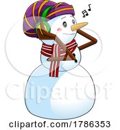 Poster, Art Print Of Cartoon Snowman Listening To Music