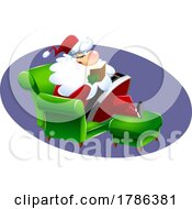 Poster, Art Print Of Cartoon Christmas Santa Claus Reading In A Chair