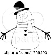 Cartoon Black And White Snowman With Open Arms