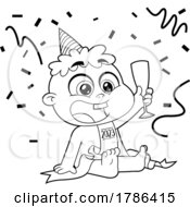 Poster, Art Print Of Cartoon Black And White New Year Baby