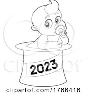 Poster, Art Print Of Cartoon Black And White New Year Baby