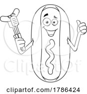 Poster, Art Print Of Cartoon Black And White Hot Dog Mascot Giving A Thumb Up