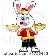 Poster, Art Print Of Chinese New Year Rabbit Holding Gold Ingots