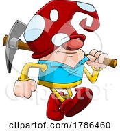 Poster, Art Print Of Cartoon Miner Gnome Carrying A Pickaxe
