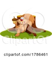 Poster, Art Print Of Cartoon Squirrel Holding An Acorn