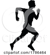 Poster, Art Print Of Silhouette Runner Man Sprinter Or Jogger Person