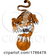 Poster, Art Print Of Tiger Basketball Ball Animal Sports Team Mascot