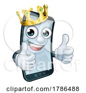 Poster, Art Print Of Mobile Phone King Crown Thumbs Up Cartoon Mascot
