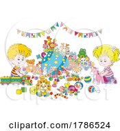 Poster, Art Print Of Children Playing With Their Christmas Toys