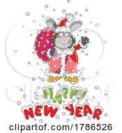 Poster, Art Print Of Santa Rabbit Over A Happy New Year Greeting