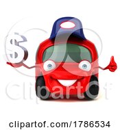 3d Little Red Car On A White Background