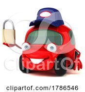 3d Little Red Car On A White Background