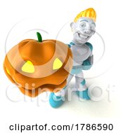 Poster, Art Print Of 3d Blond Haired Male Robot Character On A White Background
