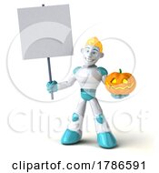Poster, Art Print Of 3d Blond Haired Male Robot Character On A White Background