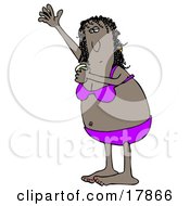 Clipart Illustration Of A Middle Aged African American Woman In Her Underwear Holding Her Arm Up To Apply Deodorant