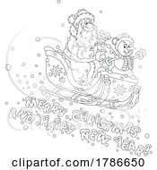 Poster, Art Print Of Snowman And Santa With A Merry Christmas And Happy New Year Greeting