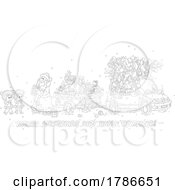 Poster, Art Print Of Santa Giving Gifts To Children And A Merry Christmas And Happy New Year Greeting