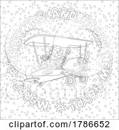 Poster, Art Print Of Snowman Flying A Plane With A Merry Christmas And Happy New Year Greeting