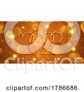 Happy New Year Banner With Golden Stars Design