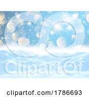 Poster, Art Print Of 3d Winter Snow Landscape With Snowflakes And Bokeh Lights